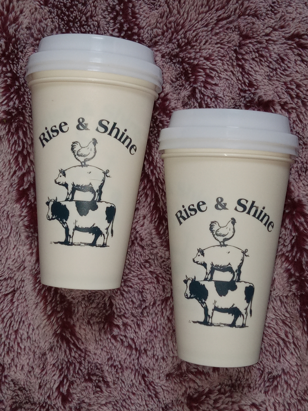 Rise & Shine Stackable Farm Animal Travel Cups - Cream & White